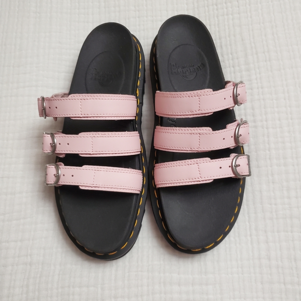 Dr Martens BLAIRE LEATHER SLIDE SANDALS Size 10 Classic Boho Retro Pastel Pink - Picture 9 of 16